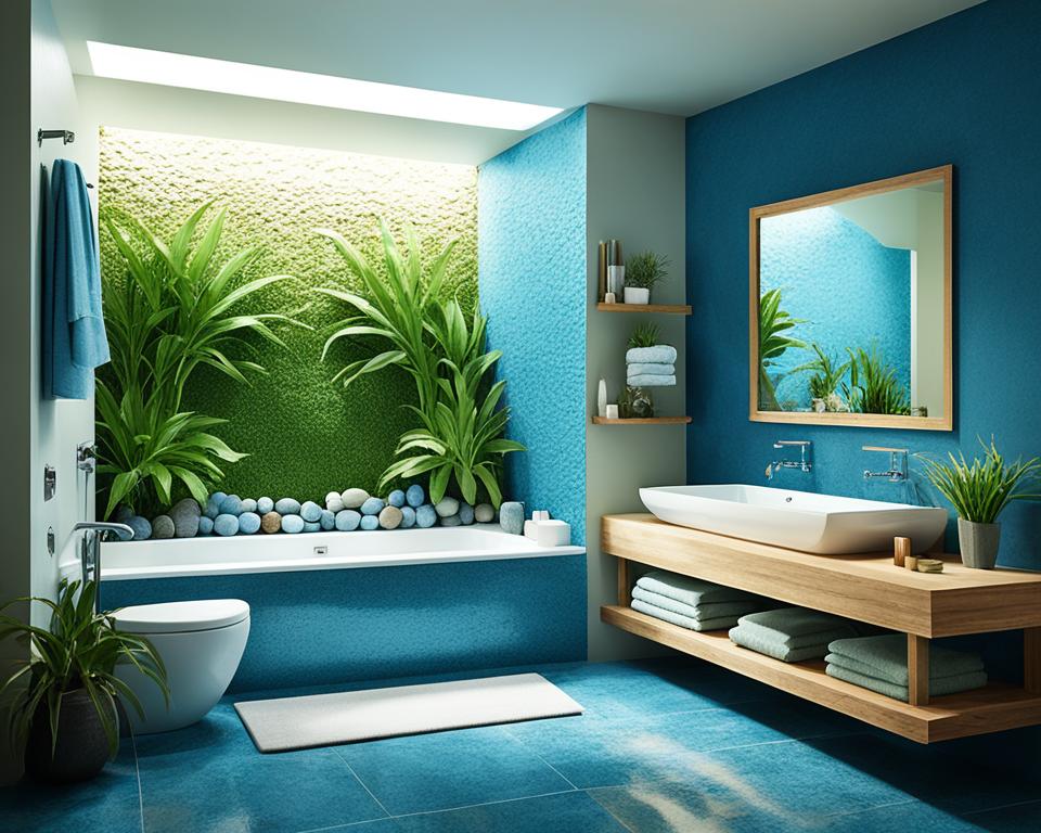 blue and green bathroom