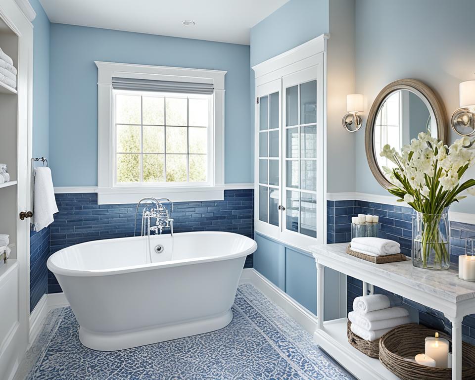 blue and white bathroom