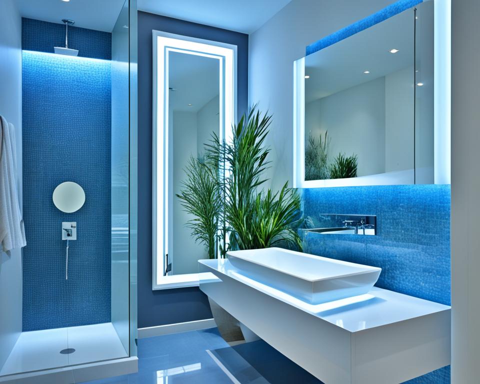 blue bathroom lighting