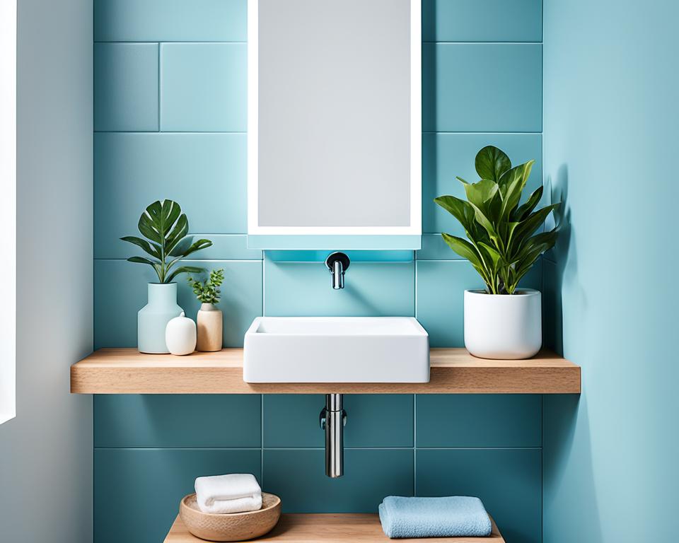 small blue bathroom