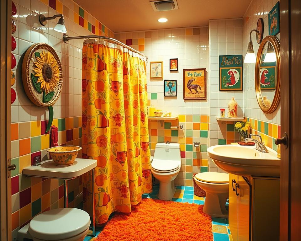 colorful 70s bathroom decor ideas