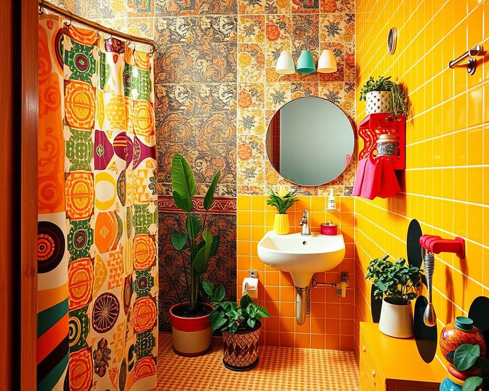 colorful 70s bathroom decor ideas