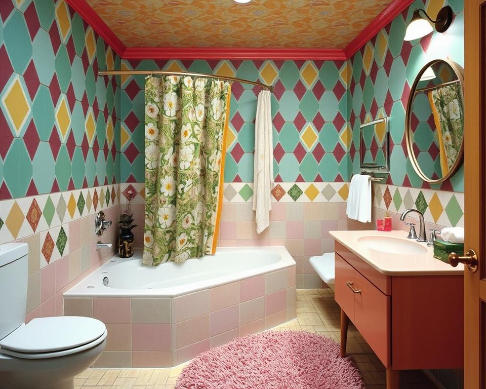 vintage 70s bathroom decor