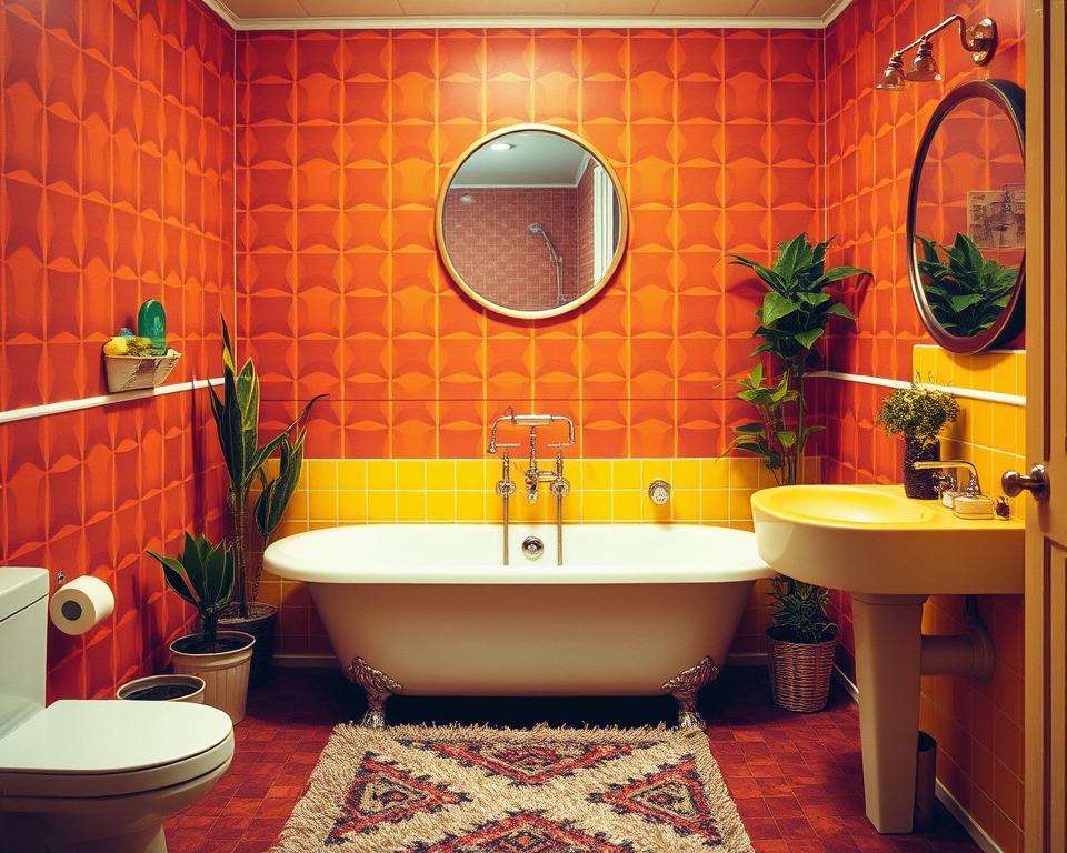 vintage 70s bathroom decor