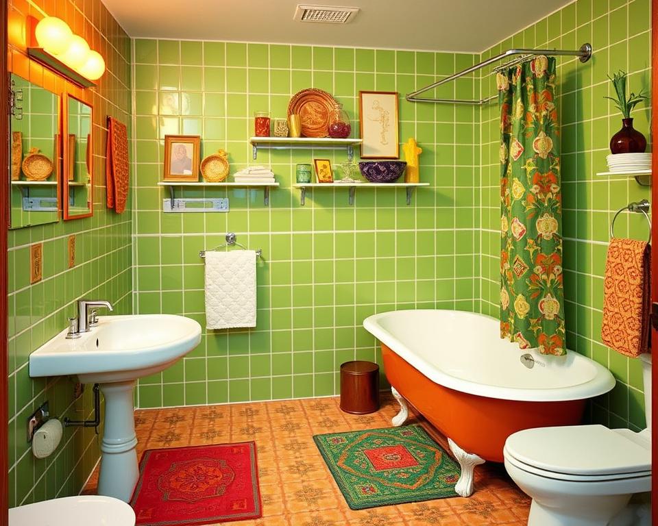 vintage 70s bathroom decor