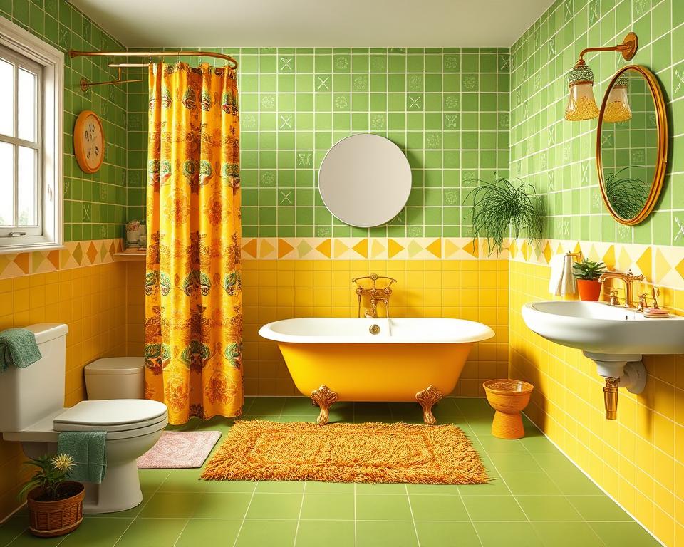 vintage 70s bathroom decor