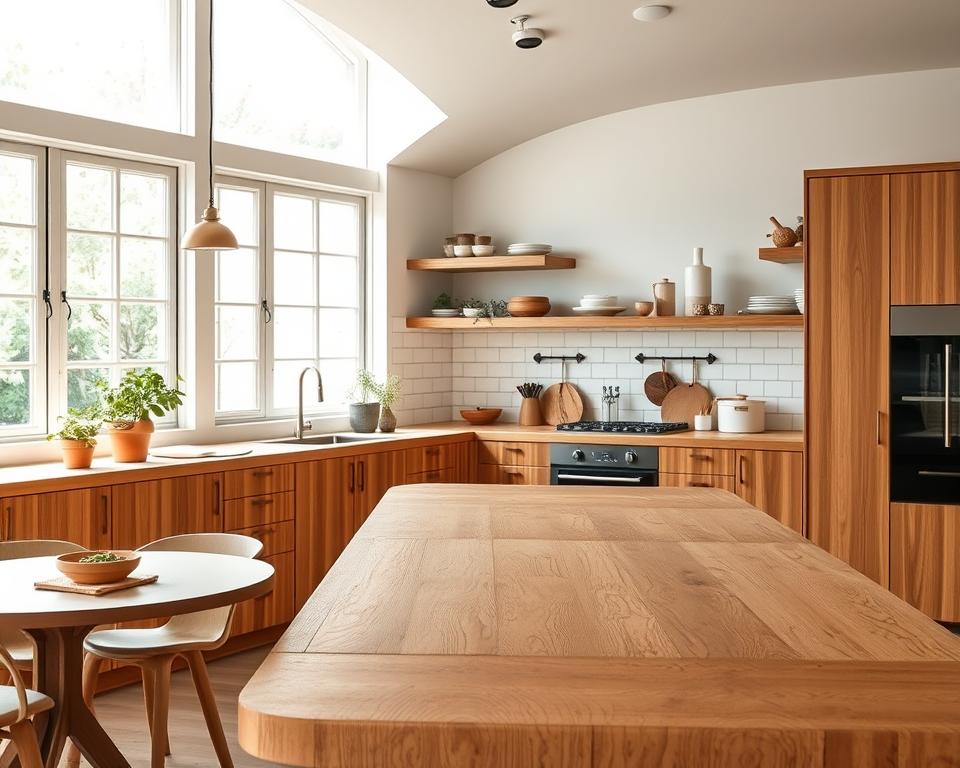 wood elements in kitchen