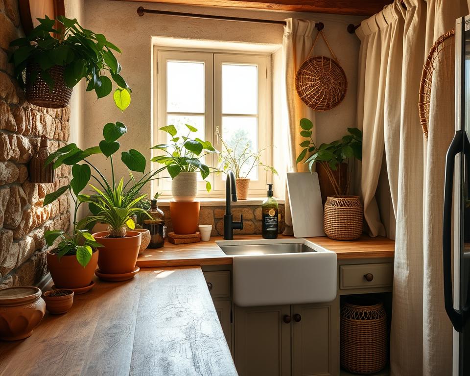 natural textures in kitchen